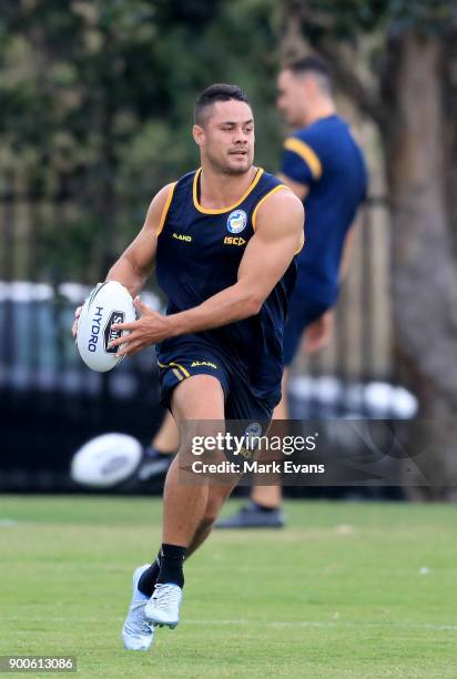 Jarryd Hayne takes part in a Parramatta Eels NRL pre-season training session at Old Saleyards Reserve on January 3, 2018 in Sydney, Australia.