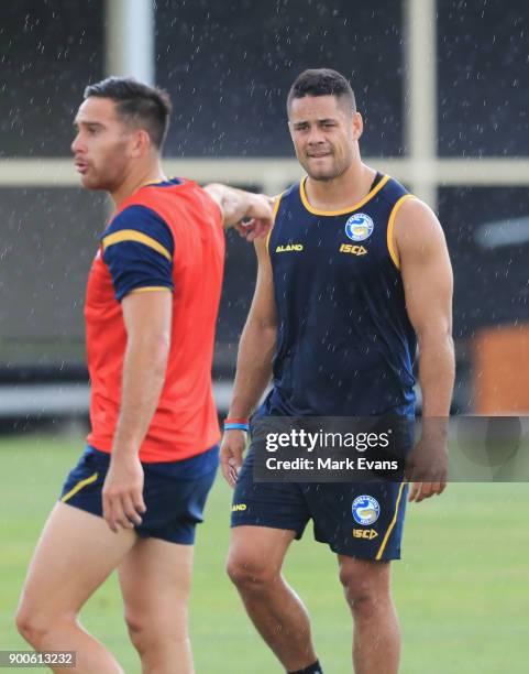 Jarryd Hayne takes part in a Parramatta Eels NRL pre-season training session at Old Saleyards Reserve on January 3, 2018 in Sydney, Australia.