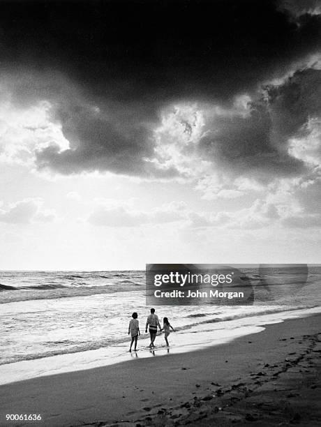 family walking on beach - hybrid cloud hosting stock pictures, royalty-free photos & images