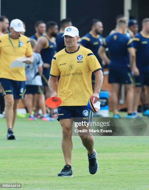 Coach Brad Arthur during a Parramatta Eels NRL pre-season training session at Old Saleyards Reserve on January 3, 2018 in Sydney, Australia.