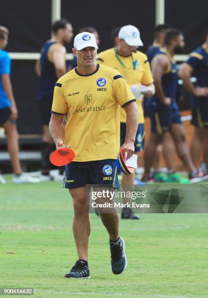 Coach Brad Arthur during a Parramatta Eels NRL pre-season training session at Old Saleyards Reserve on January 3, 2018 in Sydney, Australia.