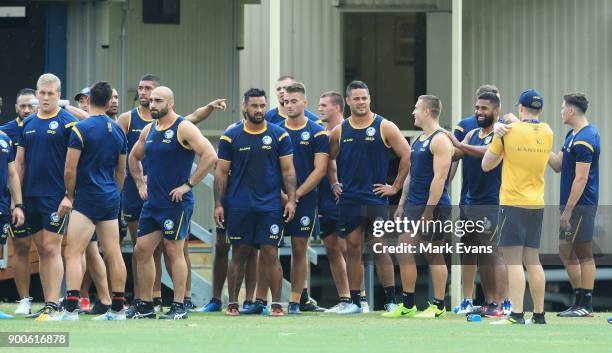 Jarryd Hayne takes part in a Parramatta Eels NRL pre-season training session at Old Saleyards Reserve on January 3, 2018 in Sydney, Australia.