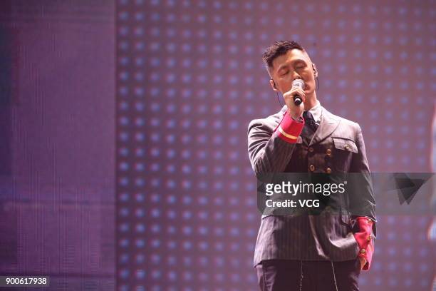 Actor and singer Shawn Yue performs during Miriam Yeung 321Go! tour concert 2017 at Hong Kong Coliseum on January 2, 2018 in Hong Kong, China.