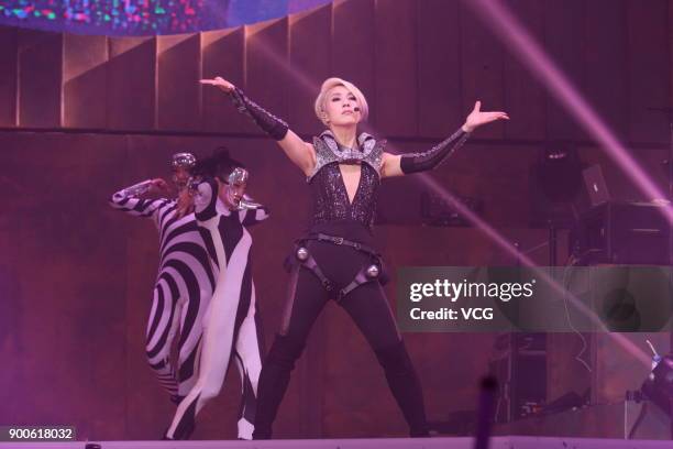 Actress and singer Miriam Yeung performs during Miriam Yeung 321Go! tour concert 2017 at Hong Kong Coliseum on January 2, 2018 in Hong Kong, China.