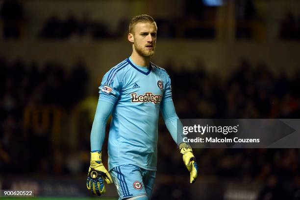 Brentford goalkeeper Daniel Bentley during the Sky Bet Championship match between Wolverhampton and Brentford at Molineux on January 2, 2018 in...