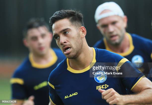 Corey Norman during a Parramatta Eels NRL pre-season training session at Old Saleyards Reserve on January 3, 2018 in Sydney, Australia.