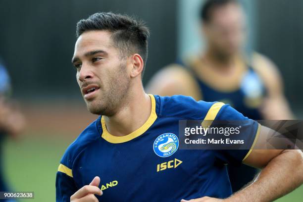 Corey Norman during a Parramatta Eels NRL pre-season training session at Old Saleyards Reserve on January 3, 2018 in Sydney, Australia.