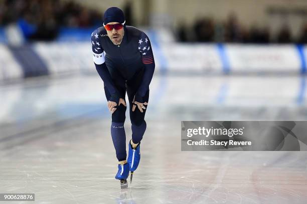 Boutiette competes in the Men's 5000 meter event during the U.S. Speed Skating Long Track Olympic Trials at the Pettit National Ice Center on January...