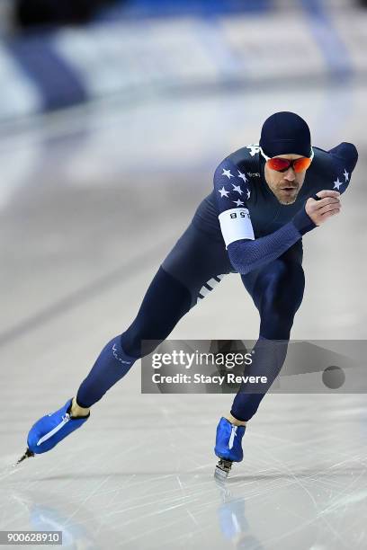 Boutiette competes in the Men's 5000 meter event during the U.S. Speed Skating Long Track Olympic Trials at the Pettit National Ice Center on January...