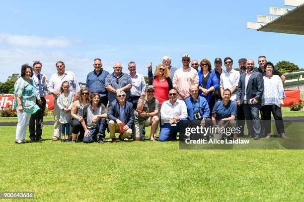 Connections of El Phoenix after winning the Sheamus Mills Bloodstock Plate at Ladbrokes Park Lakeside Racecourse on January 03, 2018 in Springvale,...