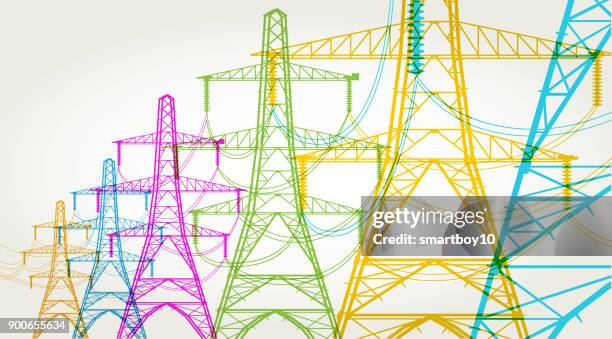 electricity pylons - electricity pylon stock illustrations