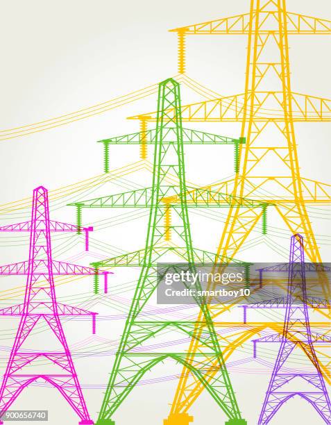 electricity pylons - power of tower stock illustrations