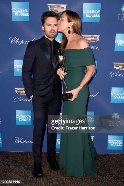 Sebastian Stan and Allison Janney, winner of the Spotlight Award at the 29th Annual Palm Springs International Film Festival Awards Gala at Palm...