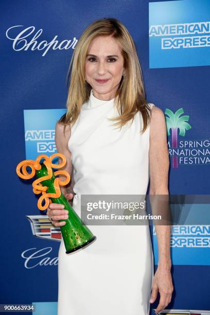 Holly Hunter, winner of the Career Achievement Award attends the 29th Annual Palm Springs International Film Festival Awards Gala at Palm Springs...