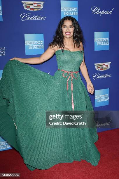 Salma Hayek attends the 29th Annual Palm Springs International Film Festival Film Awards Gala - Arrivals at Palm Springs Convention Center on January...
