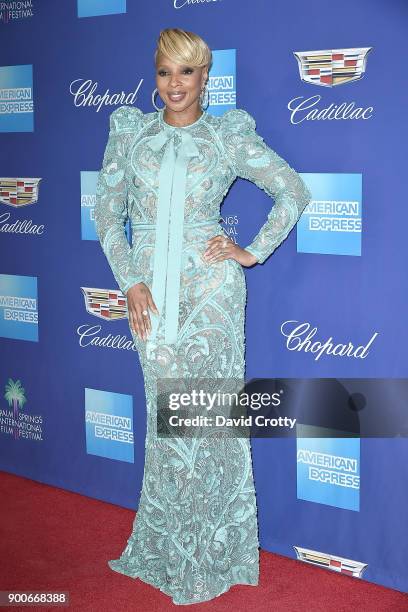 Mary J. Blige attends the 29th Annual Palm Springs International Film Festival Film Awards Gala - Arrivals at Palm Springs Convention Center on...