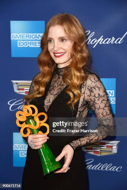 Jessica Chastain, winner of the Chairman's Award attends the 29th Annual Palm Springs International Film Festival Awards Gala at Palm Springs...