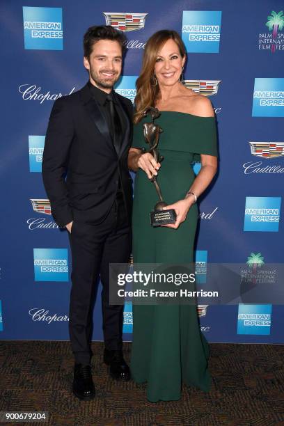 Sebastian Stan and Allison Janney, winner of the Spotlight Award attend the 29th Annual Palm Springs International Film Festival Awards Gala at Palm...