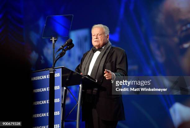 Palm Springs International Film Festival Chairman Harold Matzner speaks onstage at the 29th Annual Palm Springs International Film Festival Awards...