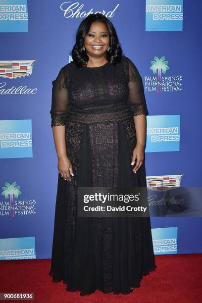 Octavia Spencer attends the 29th Annual Palm Springs International Film Festival Film Awards Gala - Arrivals at Palm Springs Convention Center on...