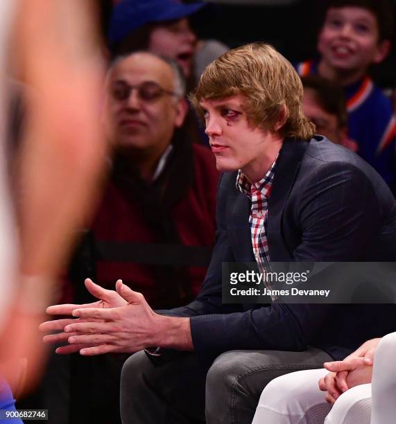 Ron Baker attends the New York Knicks Vs San Antonio Spurs game at Madison Square Garden on January 2, 2018 in New York City.
