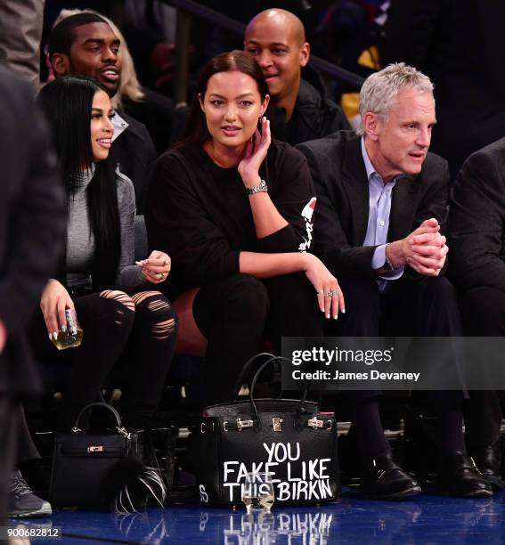 Mia Kang attends the New York Knicks Vs San Antonio Spurs game at Madison Square Garden on January 2, 2018 in New York City.