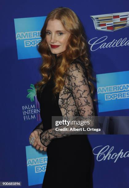 Actress Jessica Chastain arrives for the 29th Annual Palm Springs International Film Festival Film Awards Gala held at Palm Springs Convention Center...