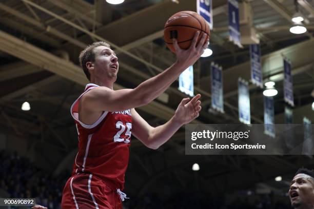 South Dakota's Tyler Hagedorn during the Duke Blue Devils game versus the South Dakota Coyotes on December 2, 2017 at Cameron Indoor Stadium in...