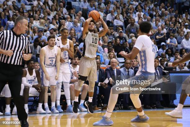 Wake Forest's Mitchell Wilbekin during the North Carolina Tar Heels game versus the Wake Forest Demon Deacons on December 30 at Dean E. Smith Center...