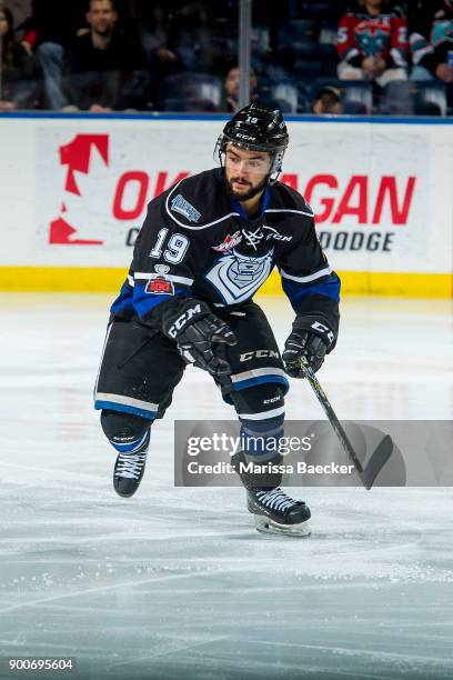 Dante Hannoun of the Victoria Royals skates against the Kelowna Rockets at Prospera Place on December 30, 2017 in Kelowna, Canada.