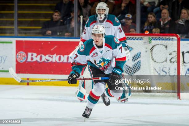 Libor Zabransky of the Kelowna Rockets skates against the Victoria Royals at Prospera Place on December 30, 2017 in Kelowna, Canada.