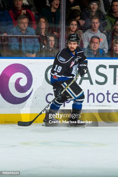 Dante Hannoun of the Victoria Royals skates against the Kelowna Rockets at Prospera Place on December 30, 2017 in Kelowna, Canada.