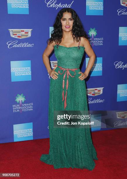 Actress Salma Hayek attends the 29th Annual Palm Springs International Film Festival Awards Gala at Palm Springs Convention Center on January 2, 2018...