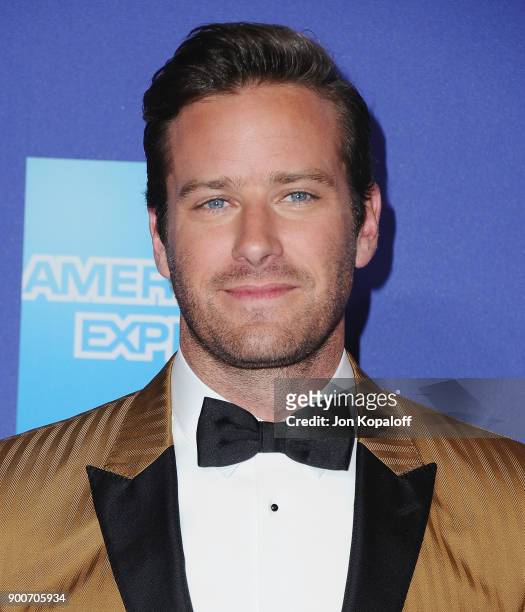 Actor Armie Hammer attends the 29th Annual Palm Springs International Film Festival Awards Gala at Palm Springs Convention Center on January 2, 2018...