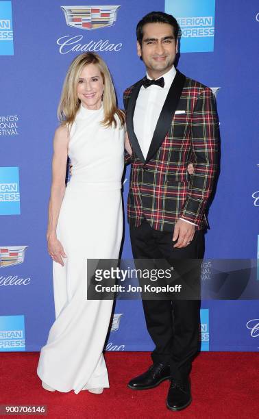 Actress Holly Hunter and actor Kumail Nanjiani attend the 29th Annual Palm Springs International Film Festival Awards Gala at Palm Springs Convention...