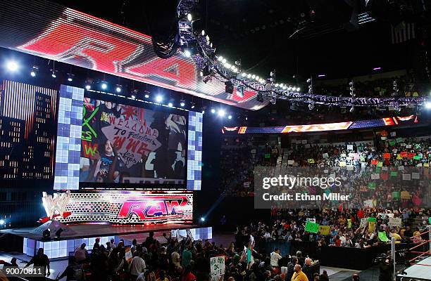 General view of the WWE Monday Night Raw show at the Thomas & Mack Center August 24, 2009 in Las Vegas, Nevada.