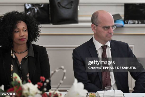 French Sports Minister Laura Flessel and French Education Minister Jean-Michel Blanquer attend a government's New Year breakfast meeting at the...