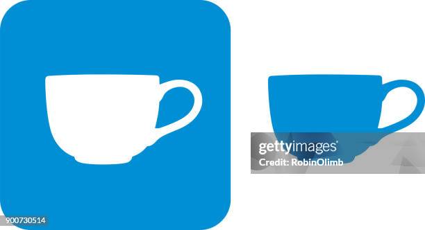stockillustraties, clipart, cartoons en iconen met blauwe theekopje pictogrammen 6 - afternoon tea