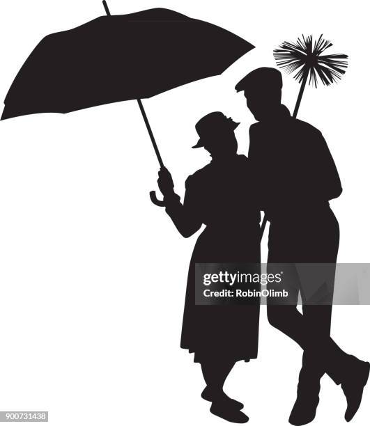 nanny and chimney sweep - chimney sweep stock illustrations