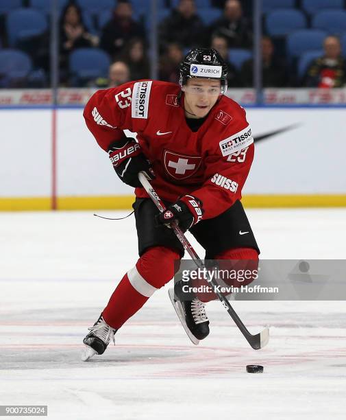 Philipp Kurashev of Switzerland during the IIHF World Junior Championship against Czech Republic at KeyBank Center on December 31, 2017 in Buffalo,...