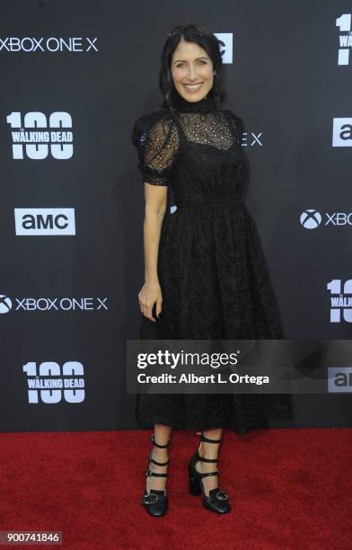 Actress Lisa Edelstein arrives as AMC celebrates the 100th episode of "The Walking Dead" held at The Greek Theatre on October 22, 2017 in Los...