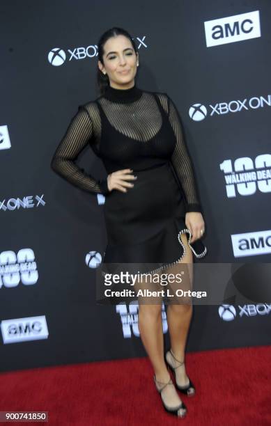 Actress Alanna Masterson for the AMC Celebrates The 100th Episode Of "The Walking Dead" held at The Greek Theatre on October 22, 2017 in Los Angeles,...