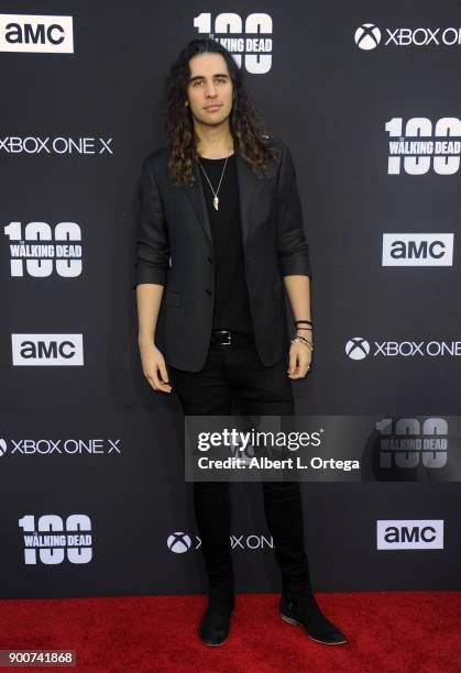 Nick Simmons arrives as AMC celebrates the 100th episode of "The Walking Dead" held at The Greek Theatre on October 22, 2017 in Los Angeles,...