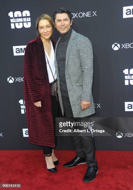 Actor Lou Diamond Phillips and wife Yvonne Boismier Phillips arrive for the AMC Celebrates The 100th Episode Of "The Walking Dead" held at The Greek...