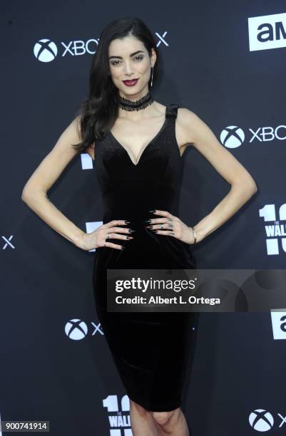 Personality Leanna Vamp arrives for the AMC Celebration of The 100th Episode Of "The Walking Dead" held at The Greek Theatre on October 22, 2017 in...