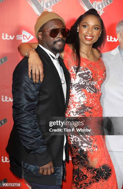 Will.i.am and Jennifer Hudson during The Voice UK Launch photocall held at Ham Yard Hotel on January 3, 2018 in London, England.