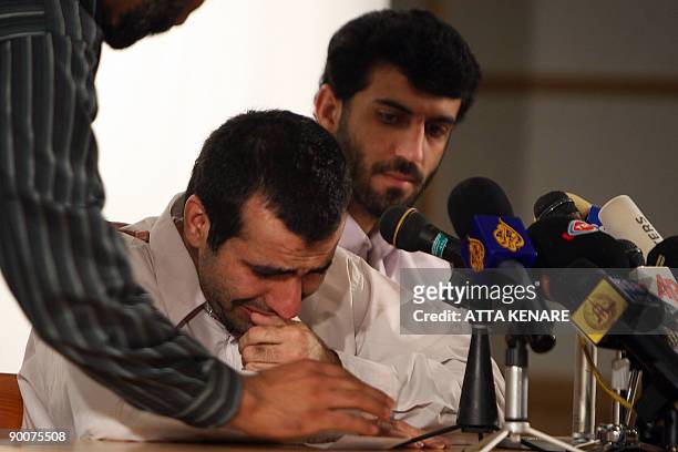 Abdolhamid Rigi , top Sunni rebel for the shadowy Jundallah group, gestures during a press conference in Iran�s restive southeastern city of Zahedan...