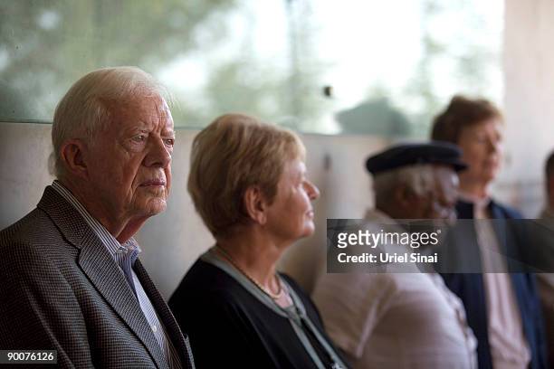 Former US president Jimmy Carter looks on during a visit to the Yad Vashem Holocaust memorial in Jerusalem, August 2009. A delegation including Jimmy...