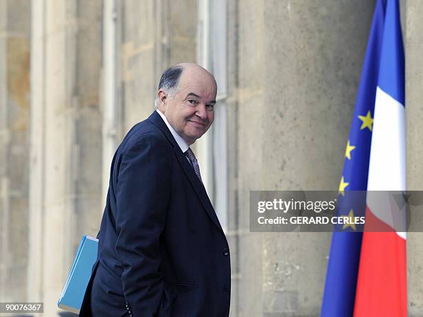 French bank Credit Agricole Managing Director Georges Pauget arrives, on August 25 at the Elysee Presidential Palace, in Paris, to attend a meeting...