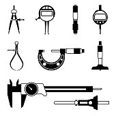 Set of various types of measure tools, vector icon